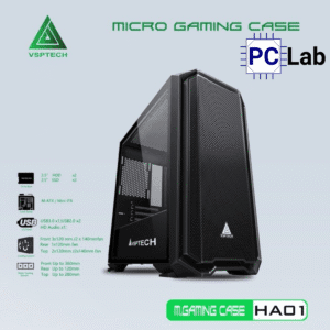 Vỏ case PC máy tính VSP HA01 (M-ATX, Mid Tower, Trắng/Đen/Hồng/Xanh)