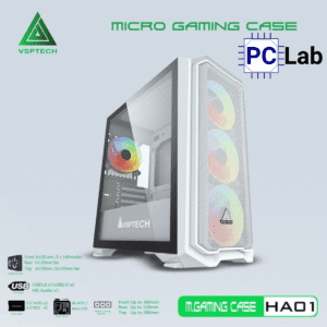 Vỏ case PC máy tính VSP HA01 (M-ATX, Mid Tower, Trắng/Đen/Hồng/Xanh)