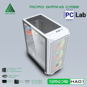 Vỏ case PC máy tính VSP HA01 (M-ATX, Mid Tower, Trắng/Đen/Hồng/Xanh)