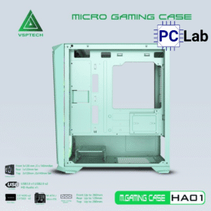 Vỏ case PC máy tính VSP HA01 (M-ATX, Mid Tower, Trắng/Đen/Hồng/Xanh)