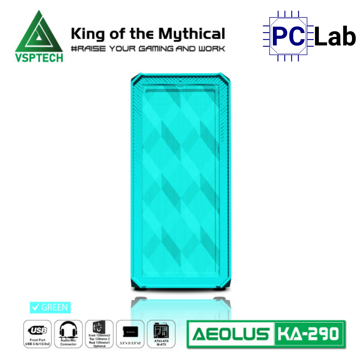 Vỏ case PC máy tính VSP KA290 (ATX, Mid Tower, Trắng/Đen/Hồng/Xanh)