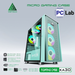 Vỏ case PC máy tính VSP KA30 (M-ATX, Mid Tower, Trắng/Đen/Hồng/Xanh)