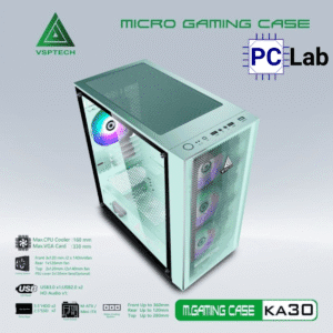 Vỏ case PC máy tính VSP KA30 (M-ATX, Mid Tower, Trắng/Đen/Hồng/Xanh)