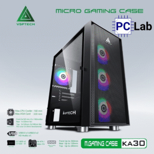 Vỏ case PC máy tính VSP KA30 (M-ATX, Mid Tower, Trắng/Đen/Hồng/Xanh)
