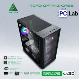 Vỏ case PC máy tính VSP KA30 (M-ATX, Mid Tower, Trắng/Đen/Hồng/Xanh)