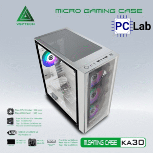 Vỏ case PC máy tính VSP KA30 (M-ATX, Mid Tower, Trắng/Đen/Hồng/Xanh)