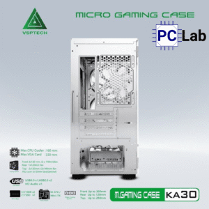 Vỏ case PC máy tính VSP KA30 (M-ATX, Mid Tower, Trắng/Đen/Hồng/Xanh)