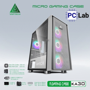 Vỏ case PC máy tính VSP KA30 (M-ATX, Mid Tower, Trắng/Đen/Hồng/Xanh)