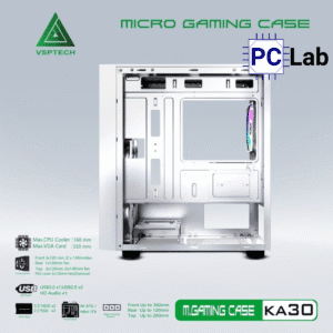 Vỏ case PC máy tính VSP KA30 (M-ATX, Mid Tower, Trắng/Đen/Hồng/Xanh)