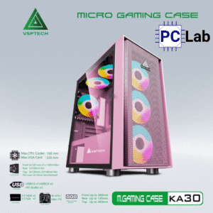 Vỏ case PC máy tính VSP KA30 (M-ATX, Mid Tower, Trắng/Đen/Hồng/Xanh)