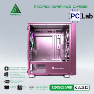 Vỏ case PC máy tính VSP KA30 (M-ATX, Mid Tower, Trắng/Đen/Hồng/Xanh)