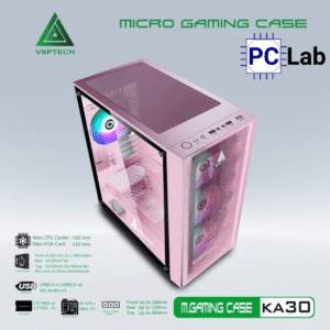 Vỏ case PC máy tính VSP KA30 (M-ATX, Mid Tower, Trắng/Đen/Hồng/Xanh)