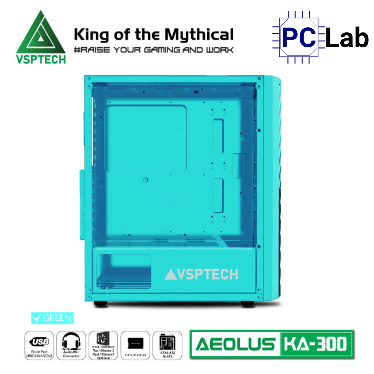 Vỏ case PC máy tính VSP KA300 (ATX, Mid Tower, Trắng/Đen/Hồng/Xanh)