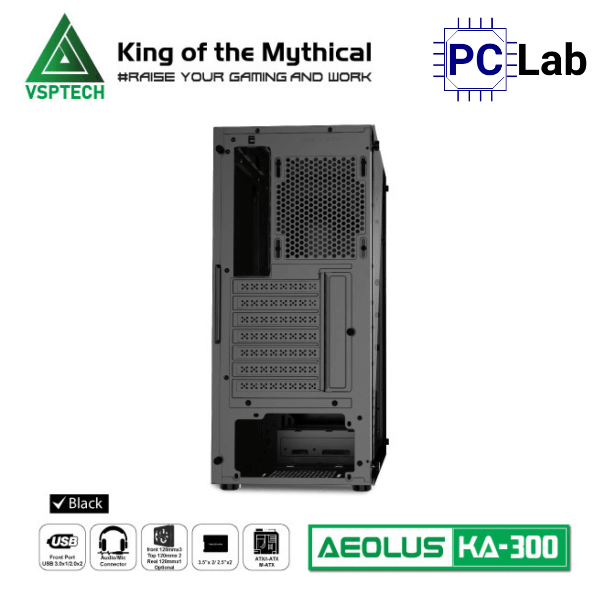 Vỏ case PC máy tính VSP KA300 (ATX, Mid Tower, Trắng/Đen/Hồng/Xanh)