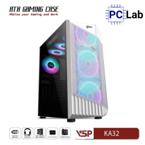 Vỏ case PC máy tính VSP KA32 (ATX, Mid Tower, Trắng/Đen)