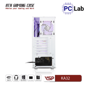Vỏ case PC máy tính VSP KA32 (ATX, Mid Tower, Trắng/Đen)