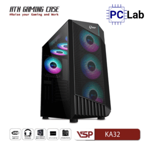 Vỏ case PC máy tính VSP KA32 (ATX, Mid Tower, Trắng/Đen)