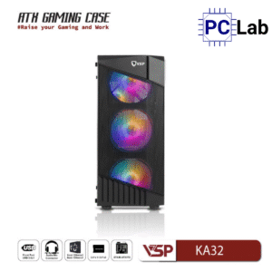 Vỏ case PC máy tính VSP KA32 (ATX, Mid Tower, Trắng/Đen)