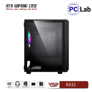 Vỏ case PC máy tính VSP KA32 (ATX, Mid Tower, Trắng/Đen)