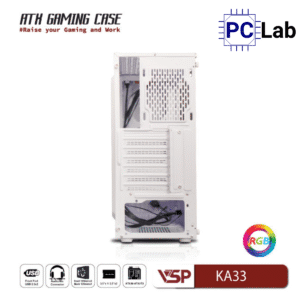 Vỏ case PC máy tính VSP KA33 (ATX, Mid Tower, Trắng/Đen)