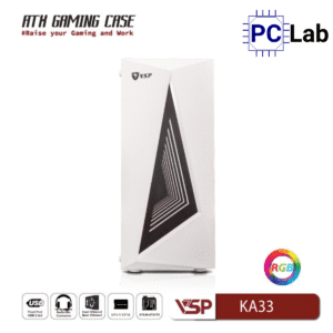 Vỏ case PC máy tính VSP KA33 (ATX, Mid Tower, Trắng/Đen)