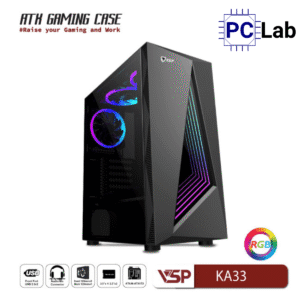 Vỏ case PC máy tính VSP KA33 (ATX, Mid Tower, Trắng/Đen)