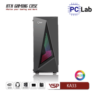Vỏ case PC máy tính VSP KA33 (ATX, Mid Tower, Trắng/Đen)