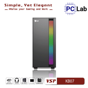 Vỏ case PC máy tính VSP KB07 (ATX, Mid Tower, Trắng/Đen)