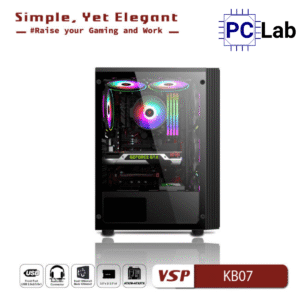 Vỏ case PC máy tính VSP KB07 (ATX, Mid Tower, Trắng/Đen)