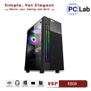 Vỏ case PC máy tính VSP KB08 (ATX, Mid Tower, Trắng/Đen)