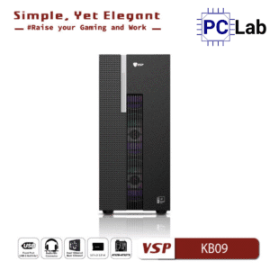 Vỏ case PC máy tính VSP KB09 (ATX, Mid Tower, Trắng/Đen)