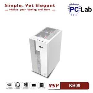 Vỏ case PC máy tính VSP KB09 (ATX, Mid Tower, Trắng/Đen)