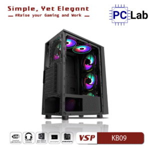 Vỏ case PC máy tính VSP KB09 (ATX, Mid Tower, Trắng/Đen)