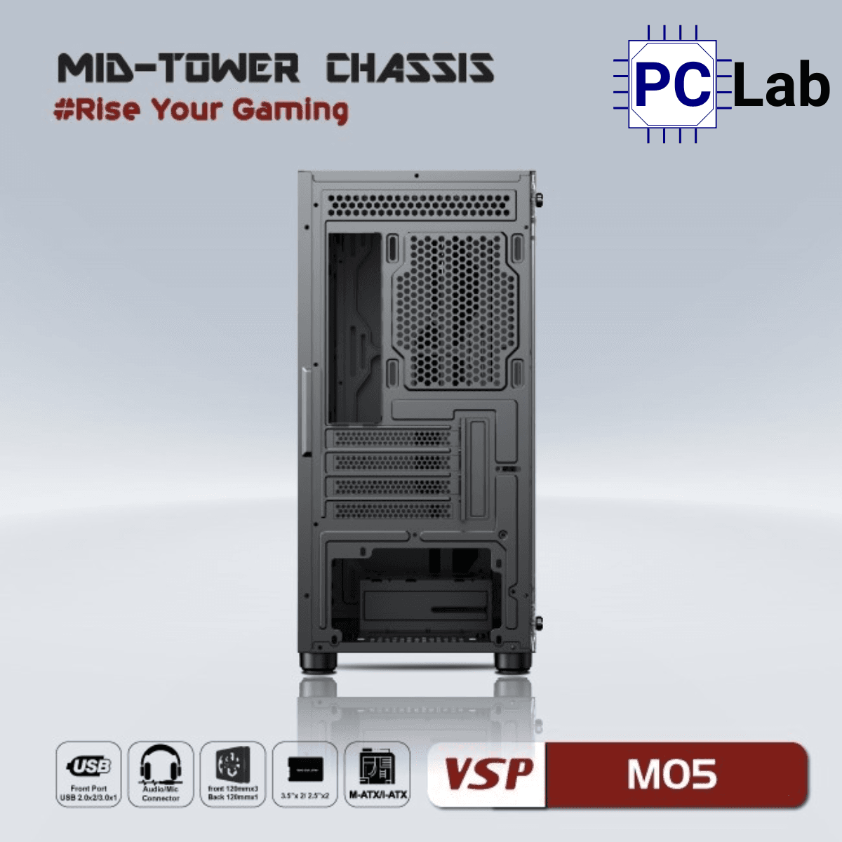 Vỏ case PC máy tính VSP M05 (M-ATX, Mid Tower, Đen)
