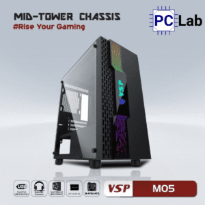 Vỏ case PC máy tính VSP M05 (M-ATX, Mid Tower, Đen)