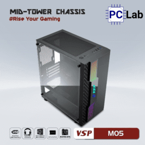 Vỏ case PC máy tính VSP M05 (M-ATX, Mid Tower, Đen)