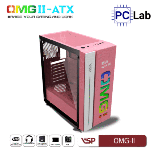 Vỏ case PC máy tính VSP OMG-II ATX (ATX, Mid Tower, Hồng/Xanh/Đen)
