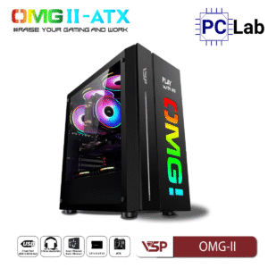Vỏ case PC máy tính VSP OMG-II ATX (ATX, Mid Tower, Hồng/Xanh/Đen)