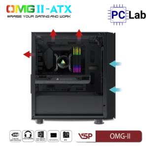 Vỏ case PC máy tính VSP OMG-II ATX (ATX, Mid Tower, Hồng/Xanh/Đen)