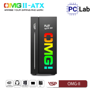 Vỏ case PC máy tính VSP OMG-II ATX (ATX, Mid Tower, Hồng/Xanh/Đen)