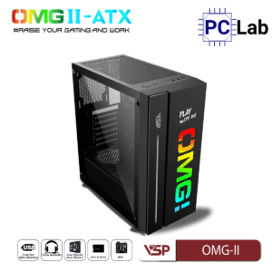 Vỏ case PC máy tính VSP OMG-II ATX (ATX, Mid Tower, Hồng/Xanh/Đen)