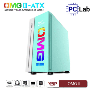 Vỏ case PC máy tính VSP OMG-II ATX (ATX, Mid Tower, Hồng/Xanh/Đen)