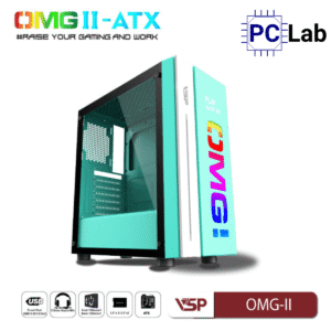 Vỏ case PC máy tính VSP OMG-II ATX (ATX, Mid Tower, Hồng/Xanh/Đen)