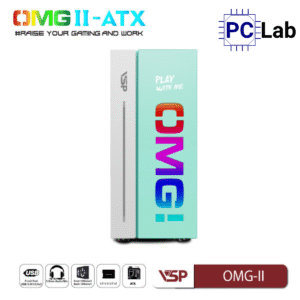 Vỏ case PC máy tính VSP OMG-II ATX (ATX, Mid Tower, Hồng/Xanh/Đen)