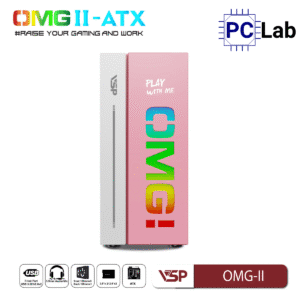 Vỏ case PC máy tính VSP OMG-II ATX (ATX, Mid Tower, Hồng/Xanh/Đen)