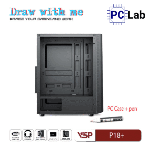 Vỏ case PC máy tính VSP P18+ (ATX, Mid Tower, Trắng/Đen)