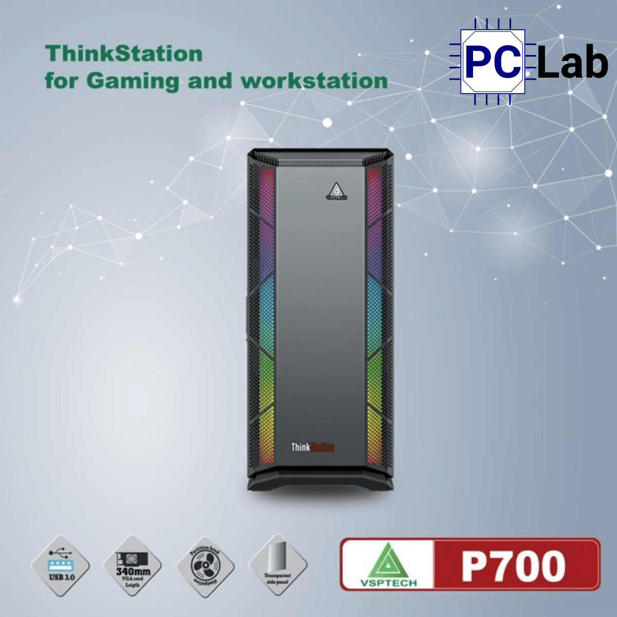 Vỏ case PC máy tính VSP P700 (E-ATX, Full Tower, Đen)