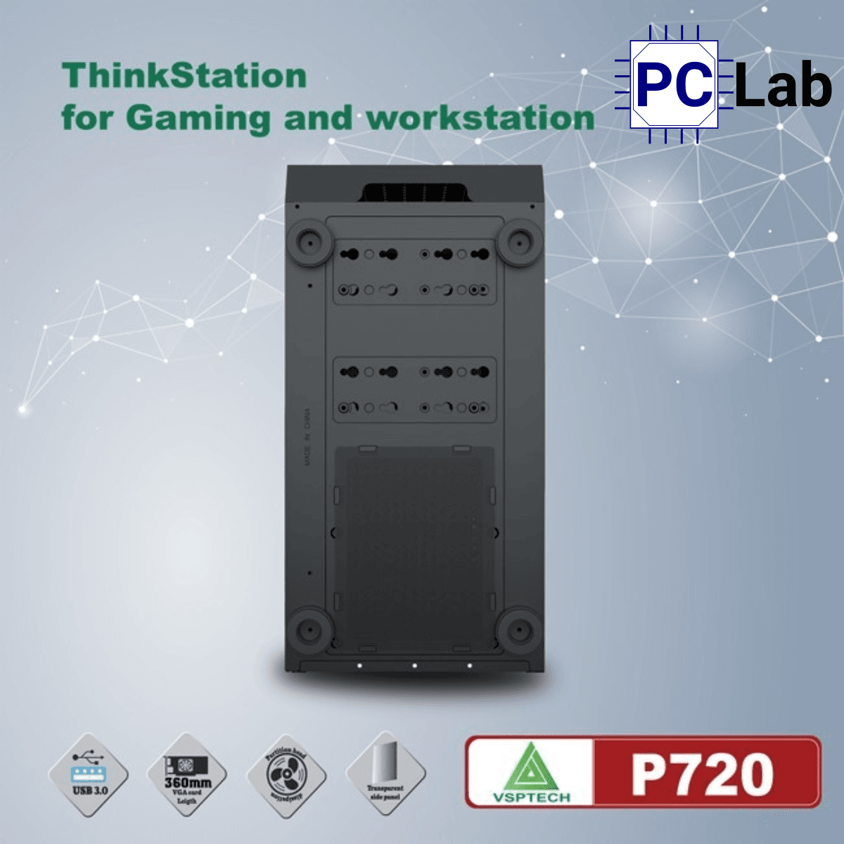 Vỏ case PC máy tính VSP P720 (E-ATX, Full Tower, Đen)