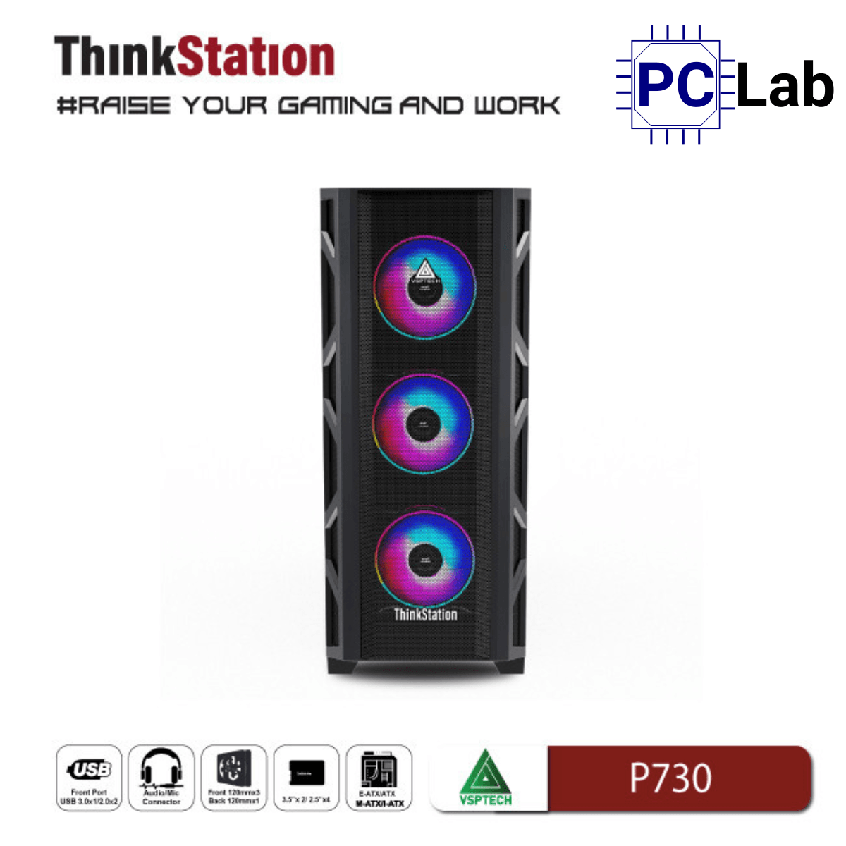 Vỏ case PC máy tính VSP P730 (E-ATX, Full Tower, Đen)