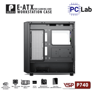 Vỏ case PC máy tính VSP P740 (E-ATX, Full Tower, Đen)